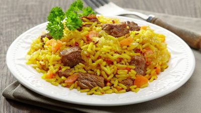 Плов из говядины с зирой и барбарисом