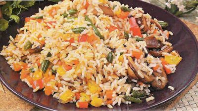 Ризотто со стручковой фасолью и морепродуктами