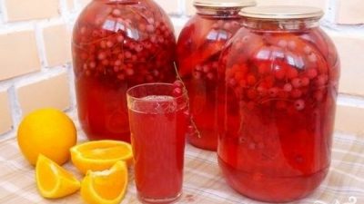 Компот из красной смородины с дольками апельсина