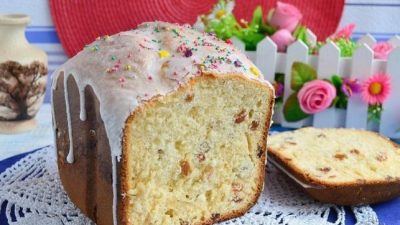 Творожный кулич с изюмом без опары