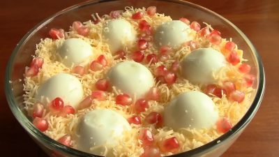 Салат «Сугроб» с шампиньонами