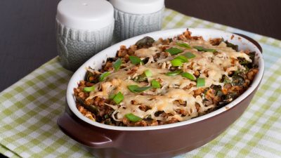 Запеканка из говяжьей печени и гречки в духовке