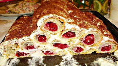 Торт «Монастырская изба» с вишней и грецкими орехами