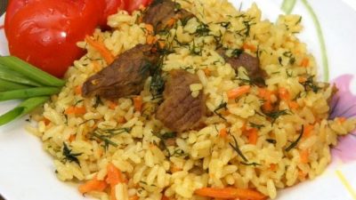 Плов с маринованной говядиной в мультиварке