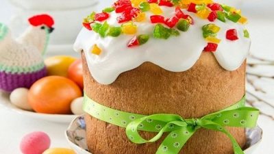 Кулич на сухих дрожжах с цукатами и изюмом