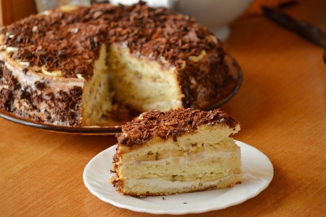 Бисквитный торт «Банановое наслаждение» с творожным кремом