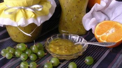 Быстрое варенье из крыжовника с апельсинами без варки