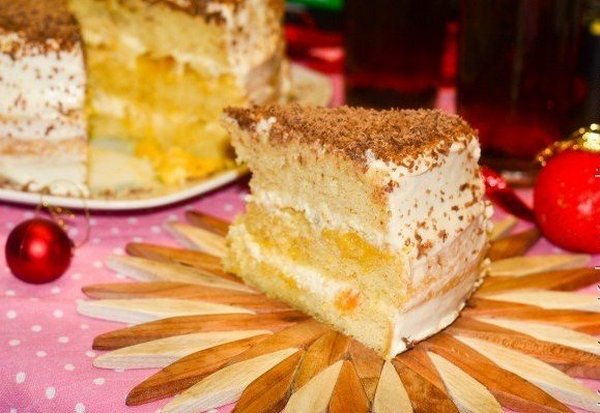 Апельсиново-мандариновый торт со сметанным кремом