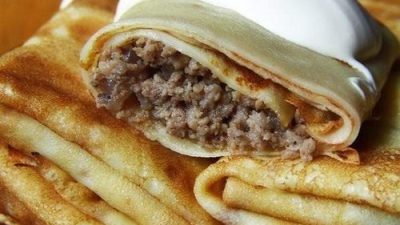 Блинчики домашние с мясной начинкой