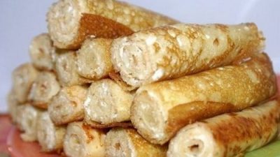 Блинчики на кефире с творожным сыром