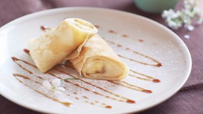 Блинчики с банановой начинкой и заварным кремом