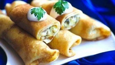 Блинчики с начинкой из картофеля и шампиньонов