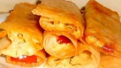 Блинчики с сыром из лаваша