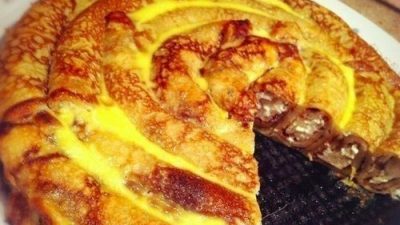 Блинные рулеты с творожно-банановой начинкой и цукатами