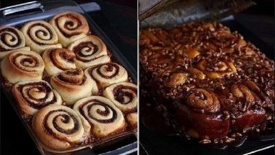 Булочки с корицей и грецкими орехами под соусом