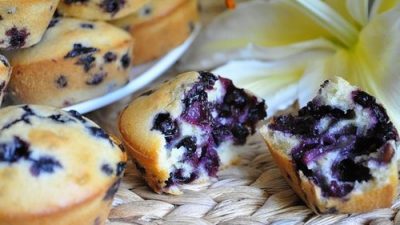 Быстрый черничный кекс в микроволновке