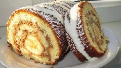 Быстрый рулетик с бананом к чаю