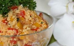 Кускус с баклажанами и чесноком