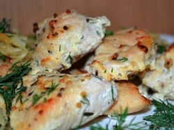 Тушеное куриное филе в кефирном маринаде