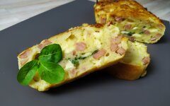 Пирог на кефире с ветчиной и сыром