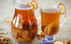 Компот из сушеных яблок и изюма с корицей