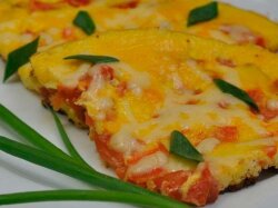 Омлет с сыром и помидорами черри на пару