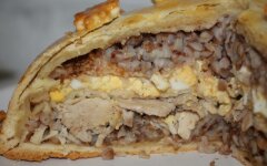 Курник с гребешками, грибами и гречкой