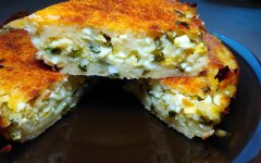 Заливной пирог с яйцом и зеленым луком на кефире