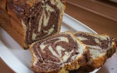 Мраморный кекс на сливках в духовке