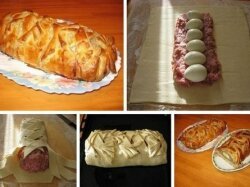 Домашний мясной рулет в тесте