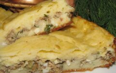 Слоеный пирог с рыбой и плавленым сыром