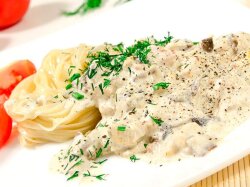 Куриное филе с грибами и сыром на сковороде