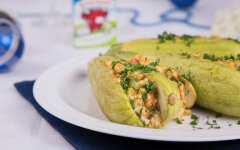 Цукини с курицей грибами и плавленым сыром