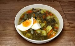 Щавелевый суп с курицей и яйцом