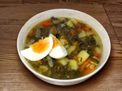 Щавелевый суп с курицей и яйцом