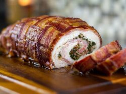 Мясной рулет из свинины, курицы и ветчины