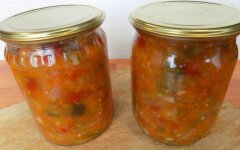 Салат из баклажанов с помидорами и болгарским перцем на зиму