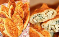 Жареные пирожки с курицей из творожного теста