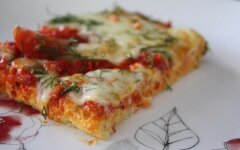 Пицца из цветной капусты с курицей и грибами