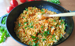 Паста птитим с курицей и овощами