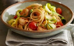 Паста с кабачком, помидорами и базиликом