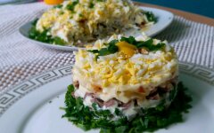 Салат Орландо с говяжьим языком и грибами