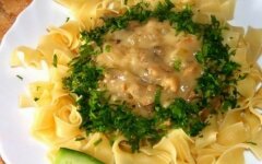 Паста под соусом «Бешамель» с белыми грибами