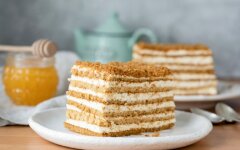 Медовик с молочным кремом в микроволновке
