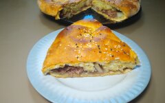 Пирог на кефире с мясом и картошкой