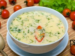 Молочный суп с кабачками и рисом