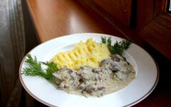 Нежная куриная печень в сливках на сковороде