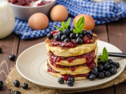 Творожно-лимонные панкейки с черникой
