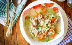 Суп из куриных желудков с пшеном и картофелем