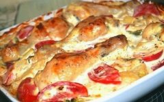 Курица в йогуртовом соусе с помидорами